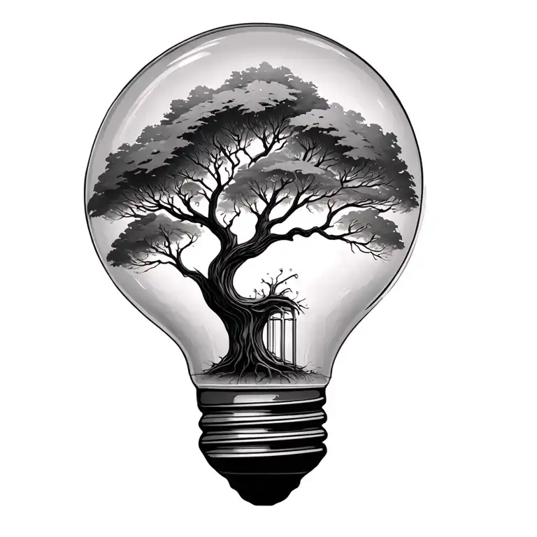 Tree Growing Inside Of A Lightbulb
