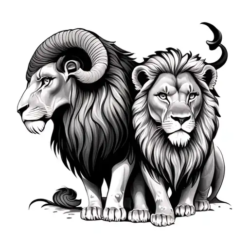 Mother Ram And Son Lion