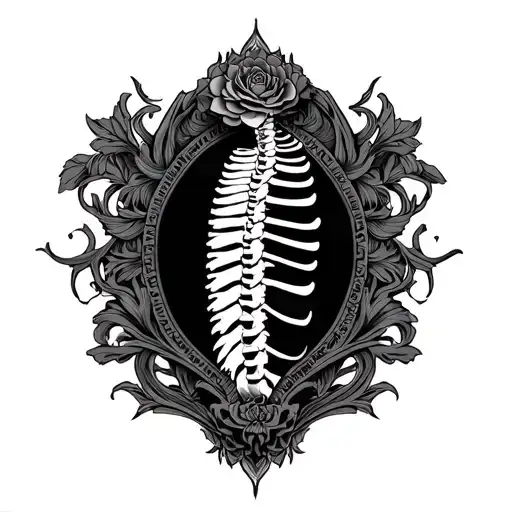 Elegant Baddie Back Spine Tattoo Design