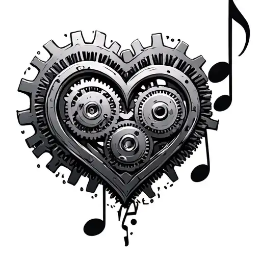 Mechanical Gears Heart Shaped Music Note
