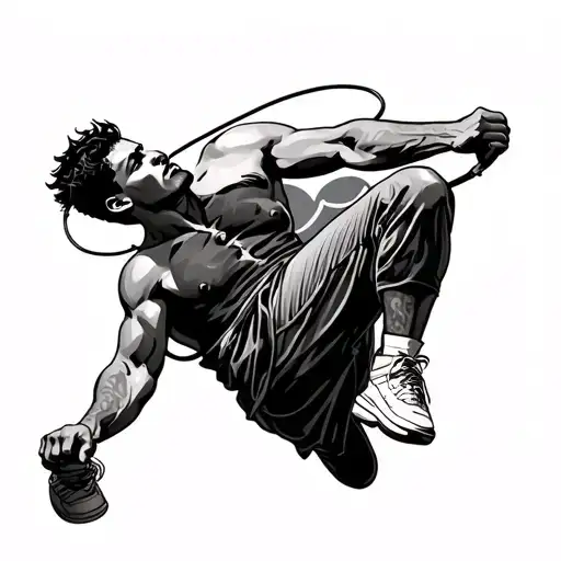 A Man Doing Skipping Rope Hanging