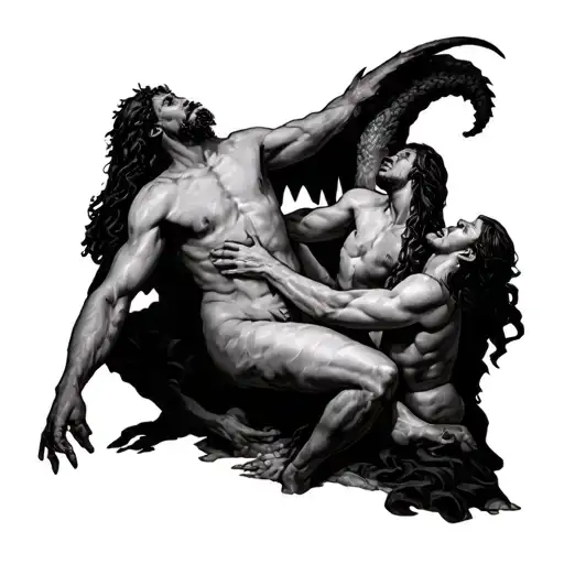 A Soul In The Middle Of Jesus And The Devil Waring Over His Body