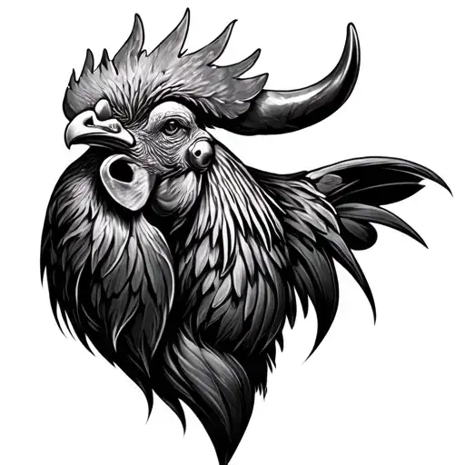 Rooster And Bull Head