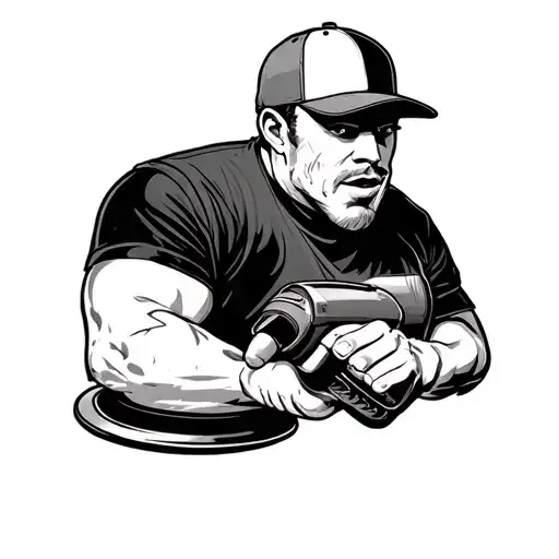 Stictch Holding A Car Polisher