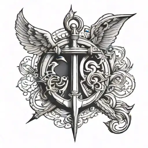 Navy Tattoo Design Combining Elements Of Tridents Et En