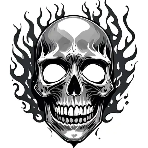 Funky Skulls And Flames