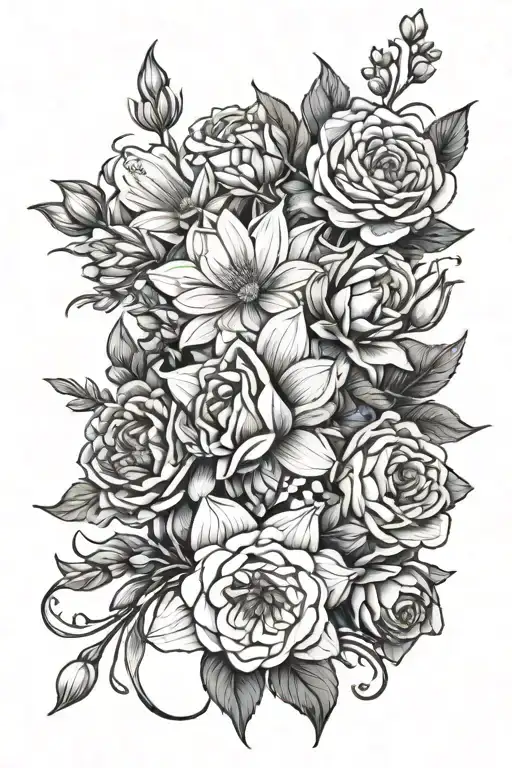 Flower Bouquet With Aster And Rose And Daffodils