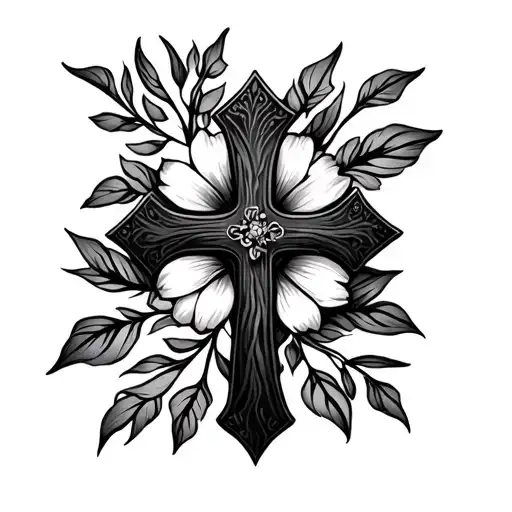 Cross With Flowers In The Middle