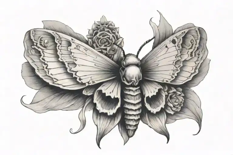 Moth With The Inner Wings Having A Skull