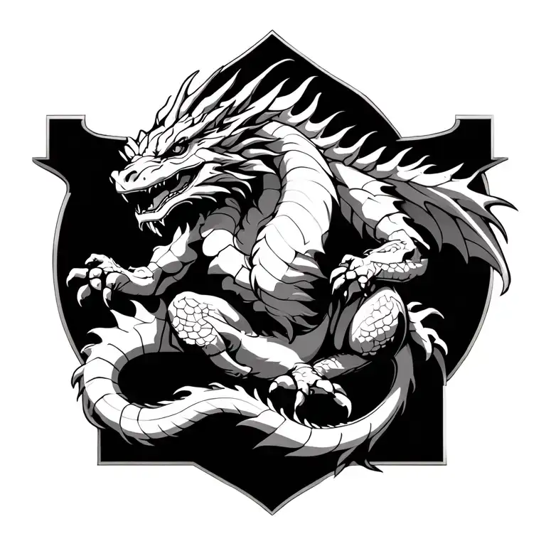 Dragon Sitting On Cross