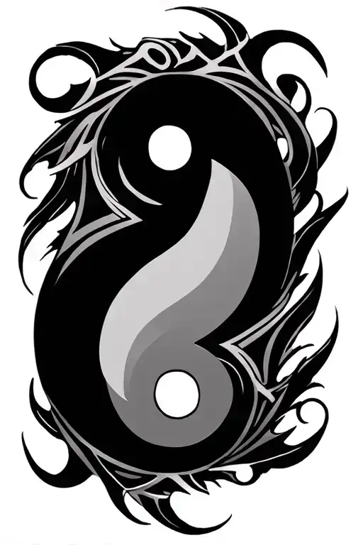 Japanese Ying Yang With Tribal Tattoo Featuring
