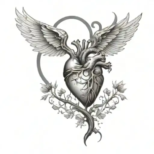 Heart With Wings With Tree Growing