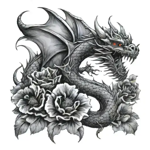 Dragon Surrounded By Poppies