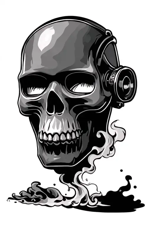 Welding Mask Skull Wearing Smokeing