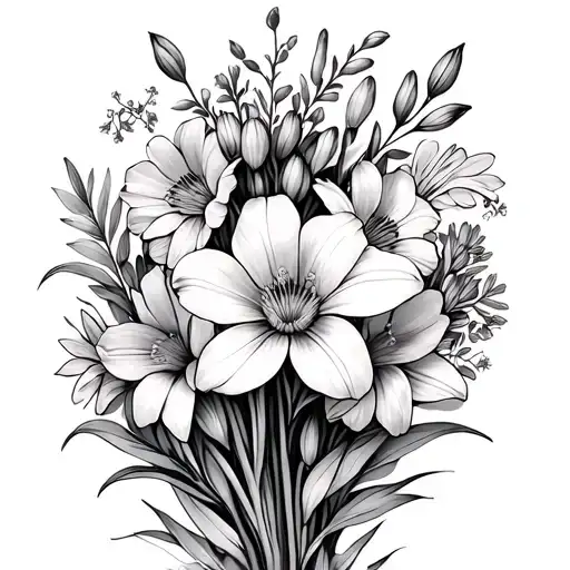 Birth Flower Bouquet For Aster Gladiolus Honeysuckle