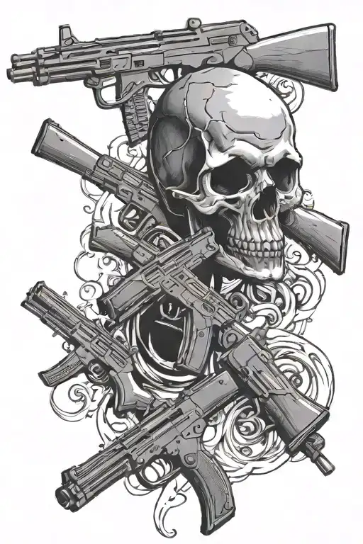 Skull And Guns Tattoo Ak47