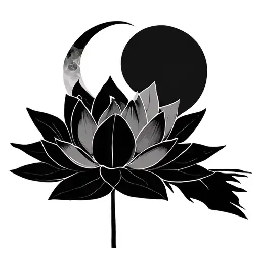 Minimal Lotus And Moon