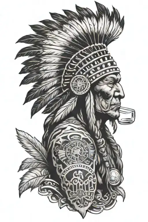 Indian Chief Drinking Beer