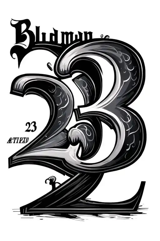 A Big Number 23 With The Word Blind Man Across The Top Of The 23