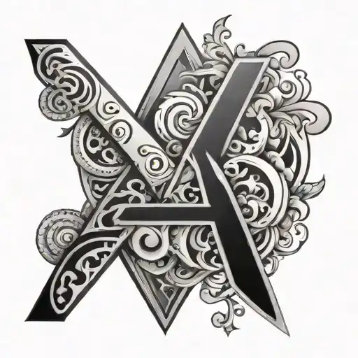 Triangle Circle Letter S H Calligraphy