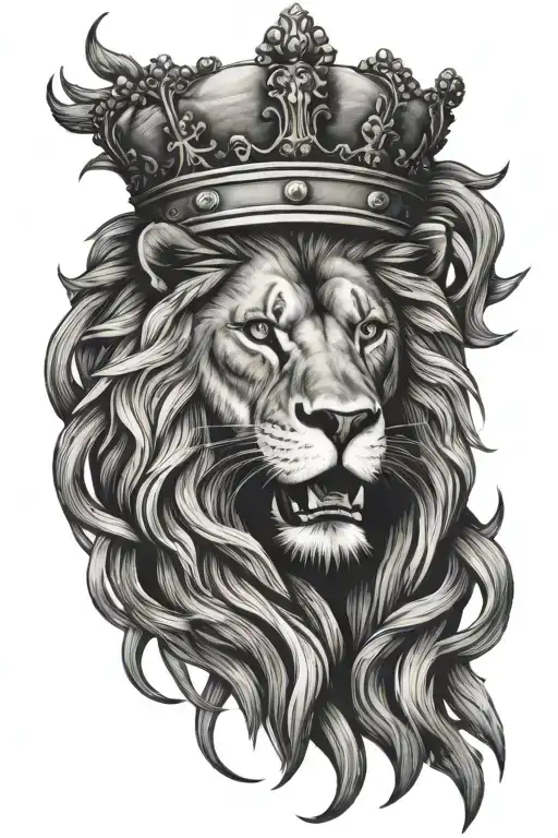 Lion With A Crown Half And Other Half Cross With Crown If Thorns