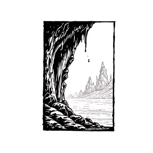 Nature Cave With Stalagmite And Stalagtite