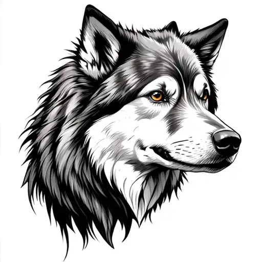 Sheepdog And Wolf Head