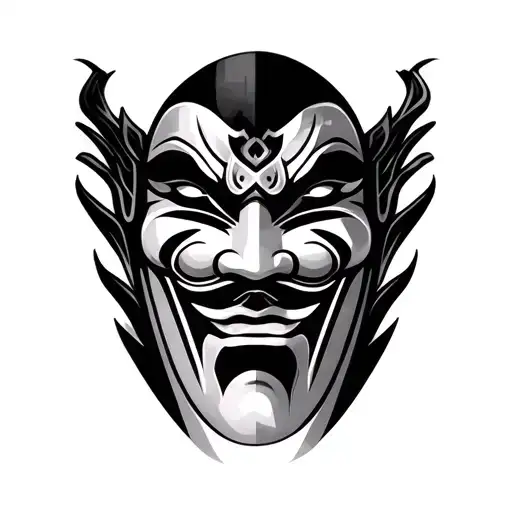 Japanese Mask Looking Towards The Tops