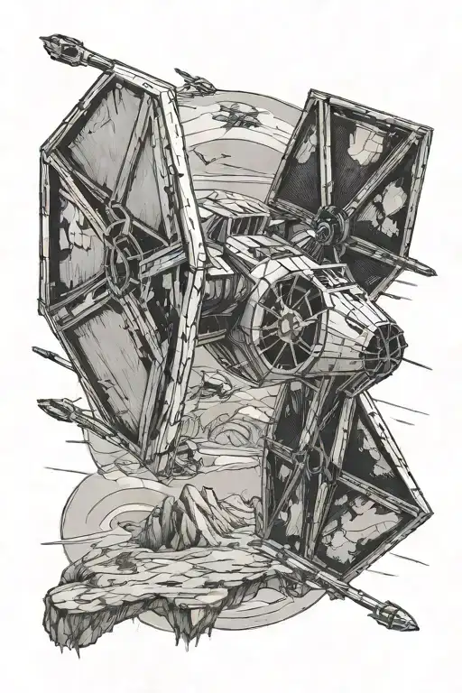 Star Wars Tattooine X Wing Fighters Tie Fighter Flying In Air Above People Hunting On Earth