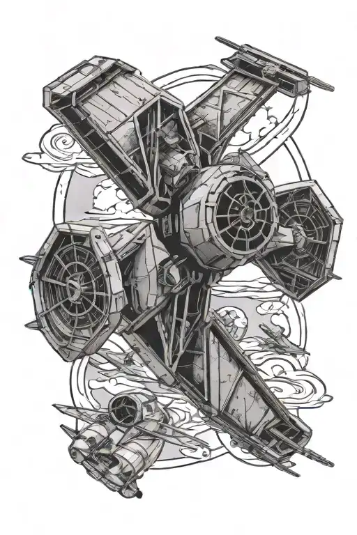 Star Wars Tattooine X Wing Fighters Tie Fighter Flying In Air Above People Hunting On Earth