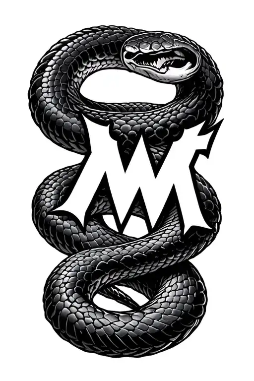 Metallica M Logo Shaded With Snake Coiled Around It
