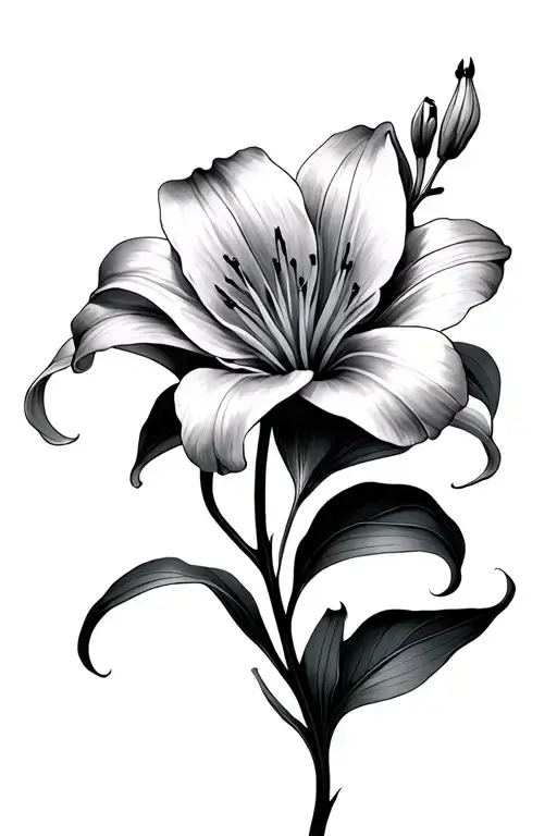 Cybersigilism Spider Lily Tattoo With Stem And Flower Bending To The Left