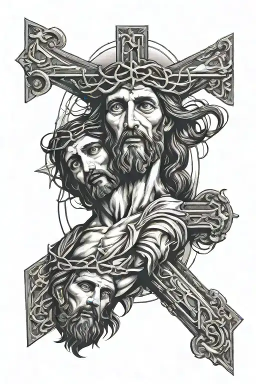 Jesus Christ Crucified And Heads