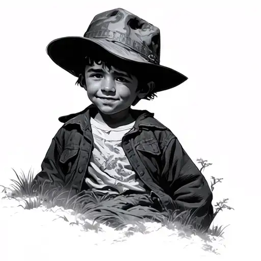 Boy On A Cloudy Path That Menne Has A Monument