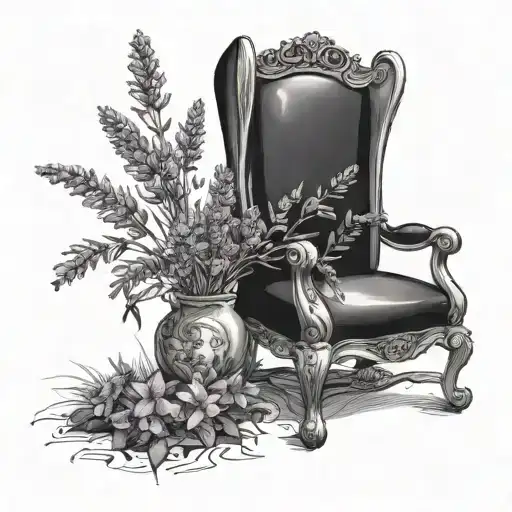 Lavander Flowers Beside A Tree With A Chair And A Dr Peper And Pesi Can