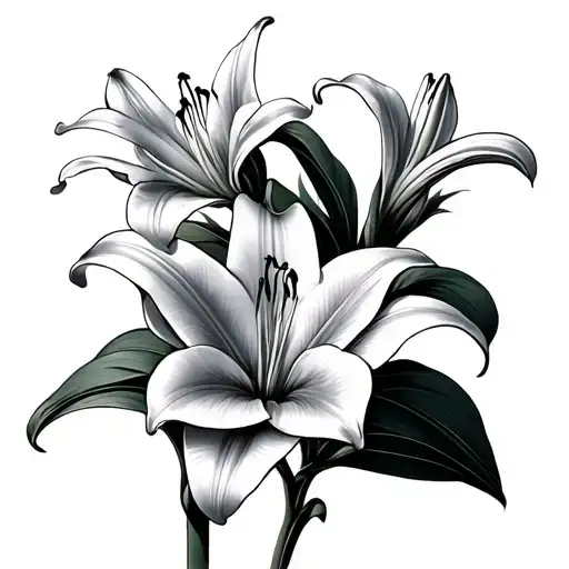 3 Lily Flower One Closed One Growing One Fully Open