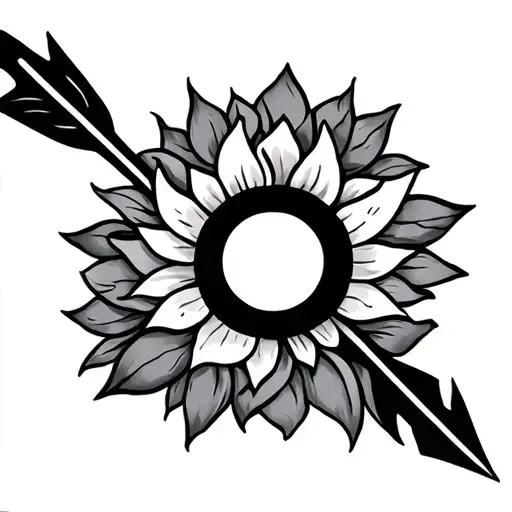 Arrow With Lotus And Sun Surrounded