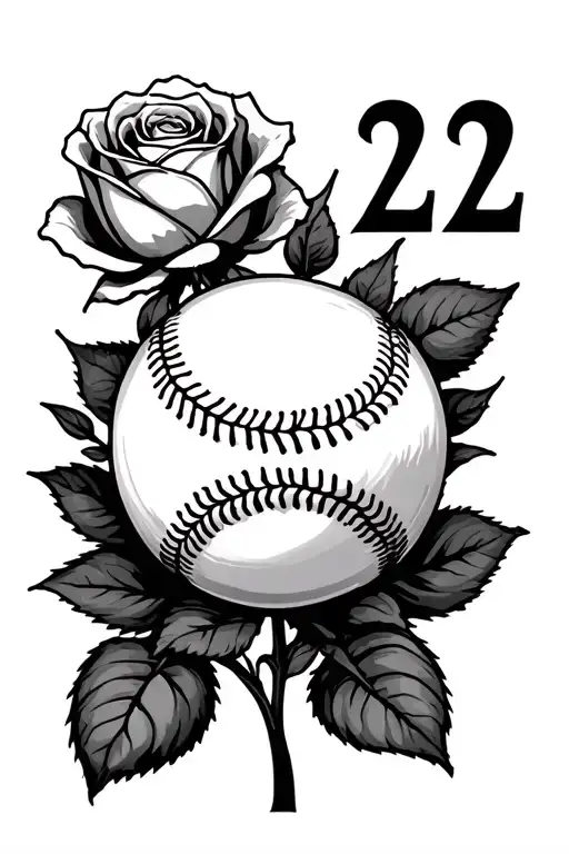 Roses With Baseball And Number 22 Combined