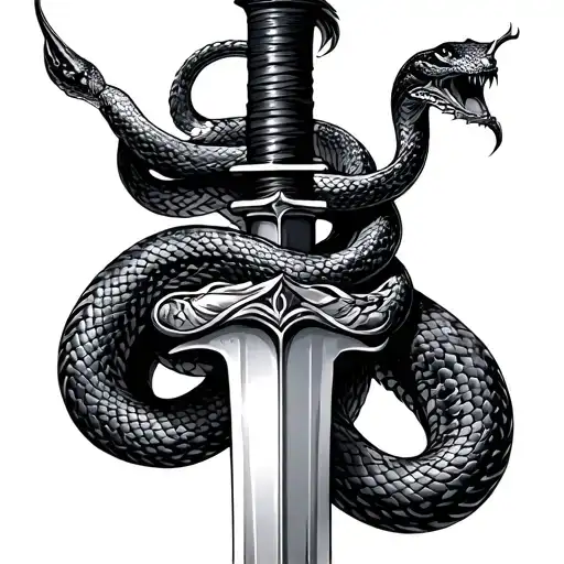 Snake Wrapped Around A Sword