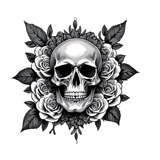 Mandala With Skull And Roses
