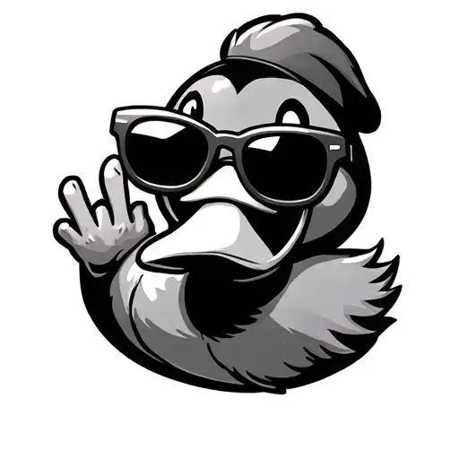 Cartoon Duck With Sunglasses Sticking Up The Middle Finger