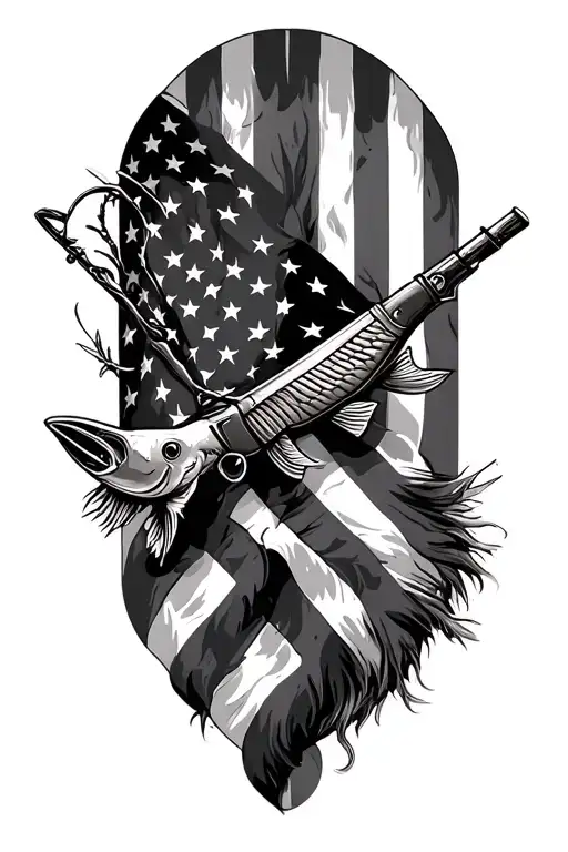 Hunting Fishing America Flag Sleeve