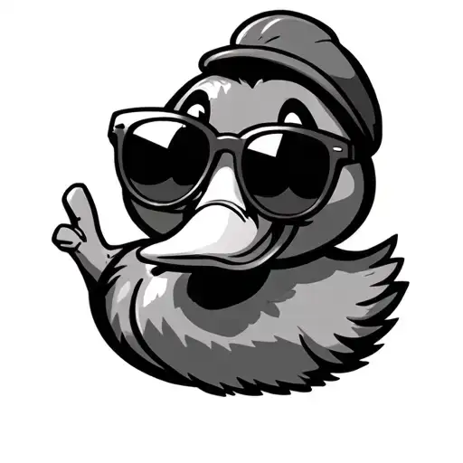 Cartoon Duck With Sunglasses Sticking Up The Middle Finger