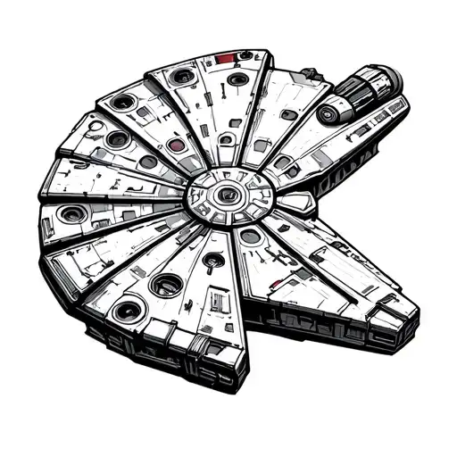 Millennium Falcon Outline Drawn
