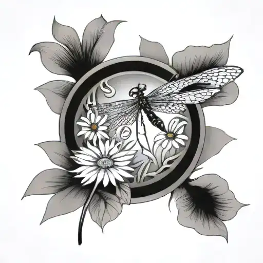 Dragonfly Lotus Enso Circle Daisy