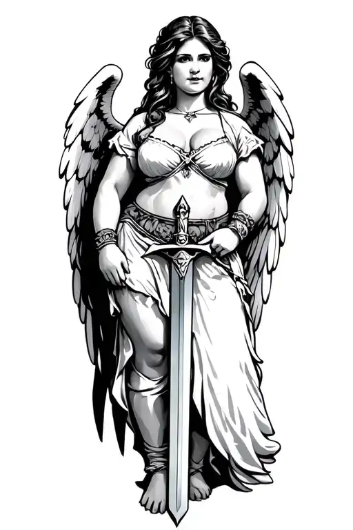 Female Chubby Angel With Sword
