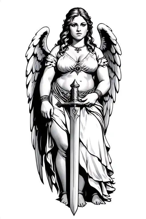 Female Chubby Angel With Sword