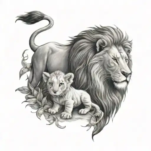 Lion Protecting Baby