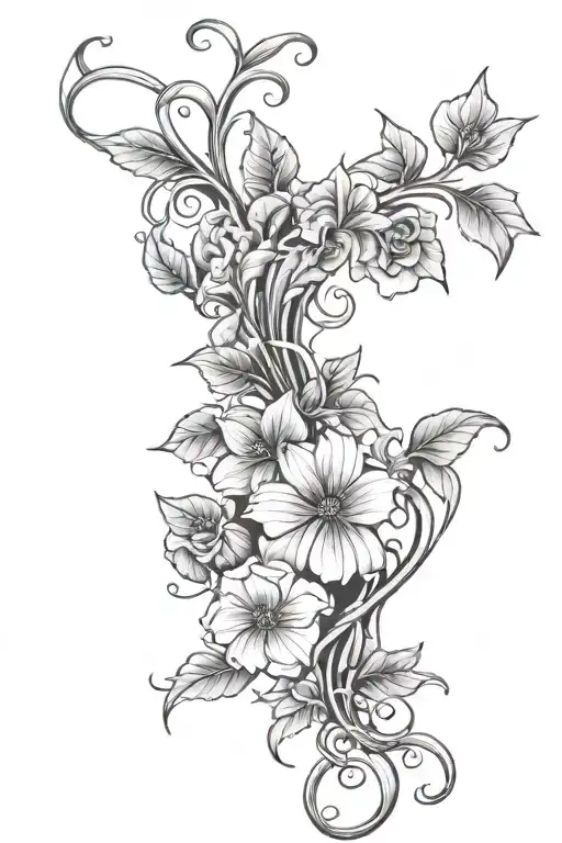 Tattoo With Vines And Flowers