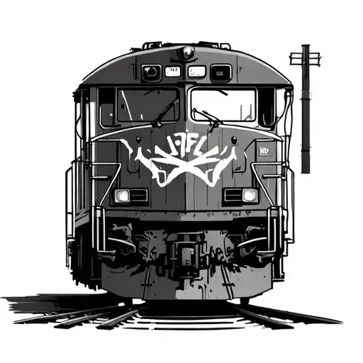 Freight Train With Graffiti Inspired Design Featuring